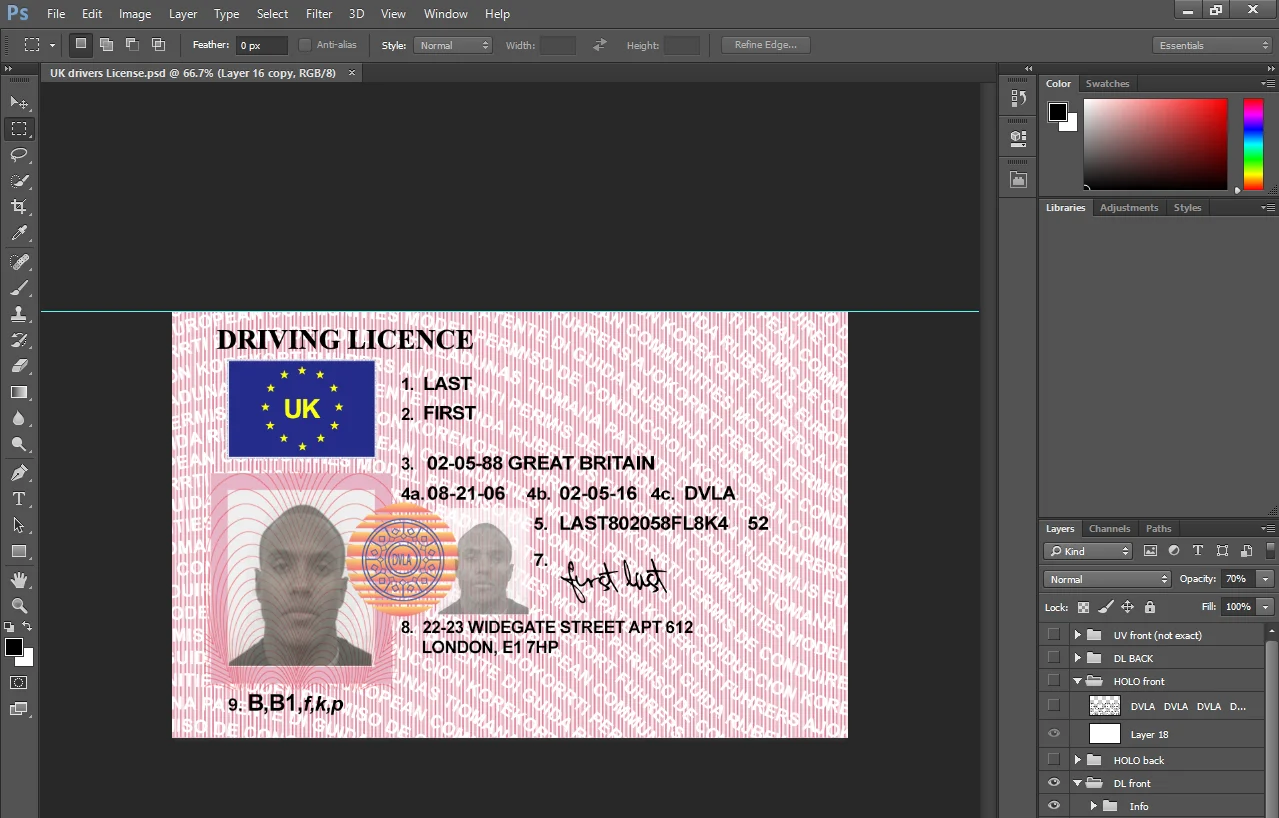 K drivers License PSD Template 2026