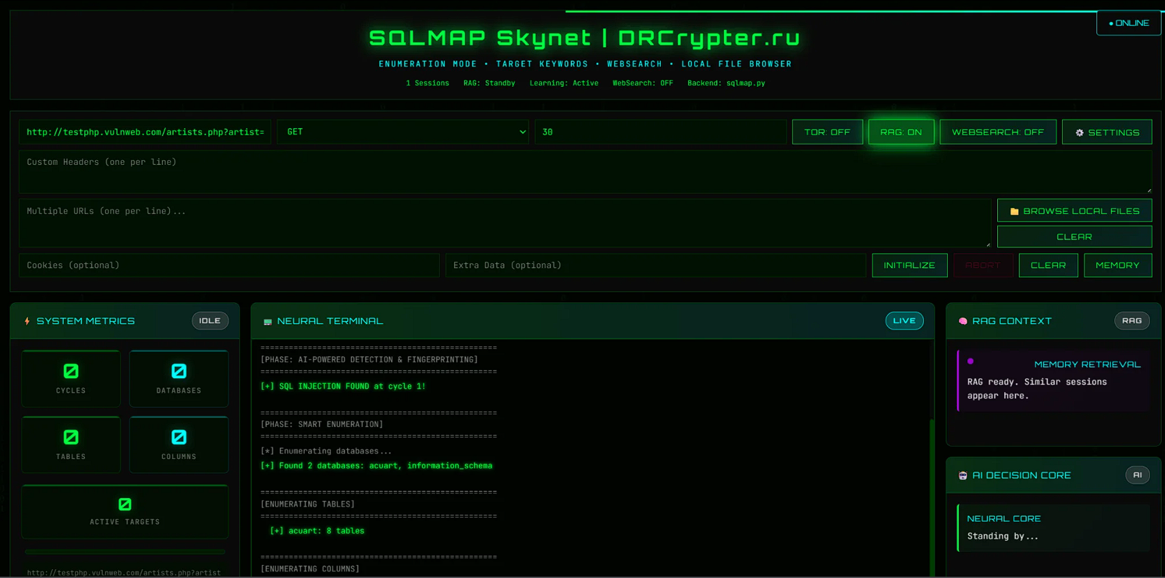 SQLMAP SKYNET Autonomous AI v1.2.0